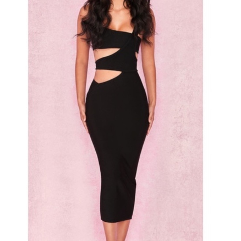 House of CB Black Cutout Midi Dress